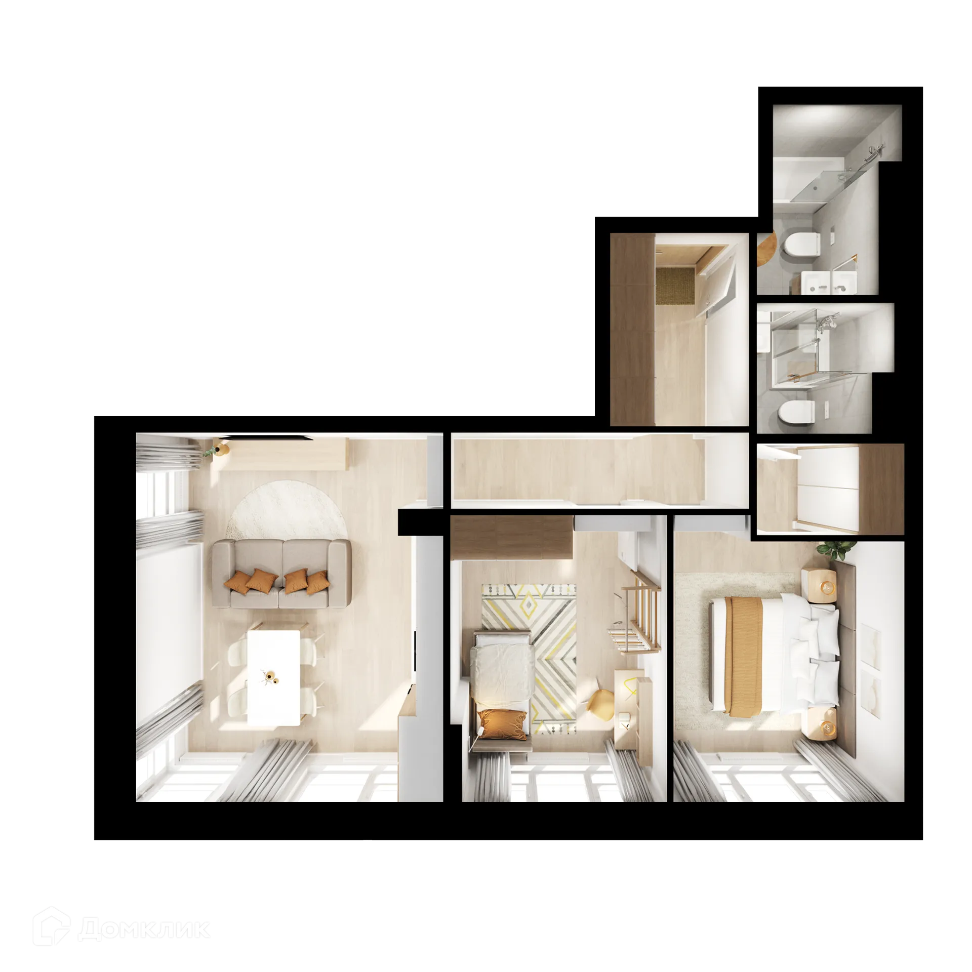 Планировка 2-комнатной квартиры 59.9 м² в ЖК 2-й Иртышский, г. Москва — фото 2