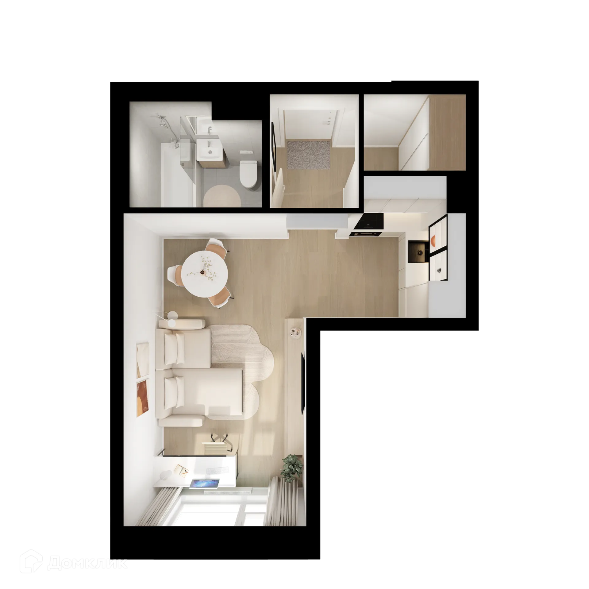 Планировка студии квартиры 28.1 м² в ЖК Кавказский бульвар 51, г. Москва — фото 2