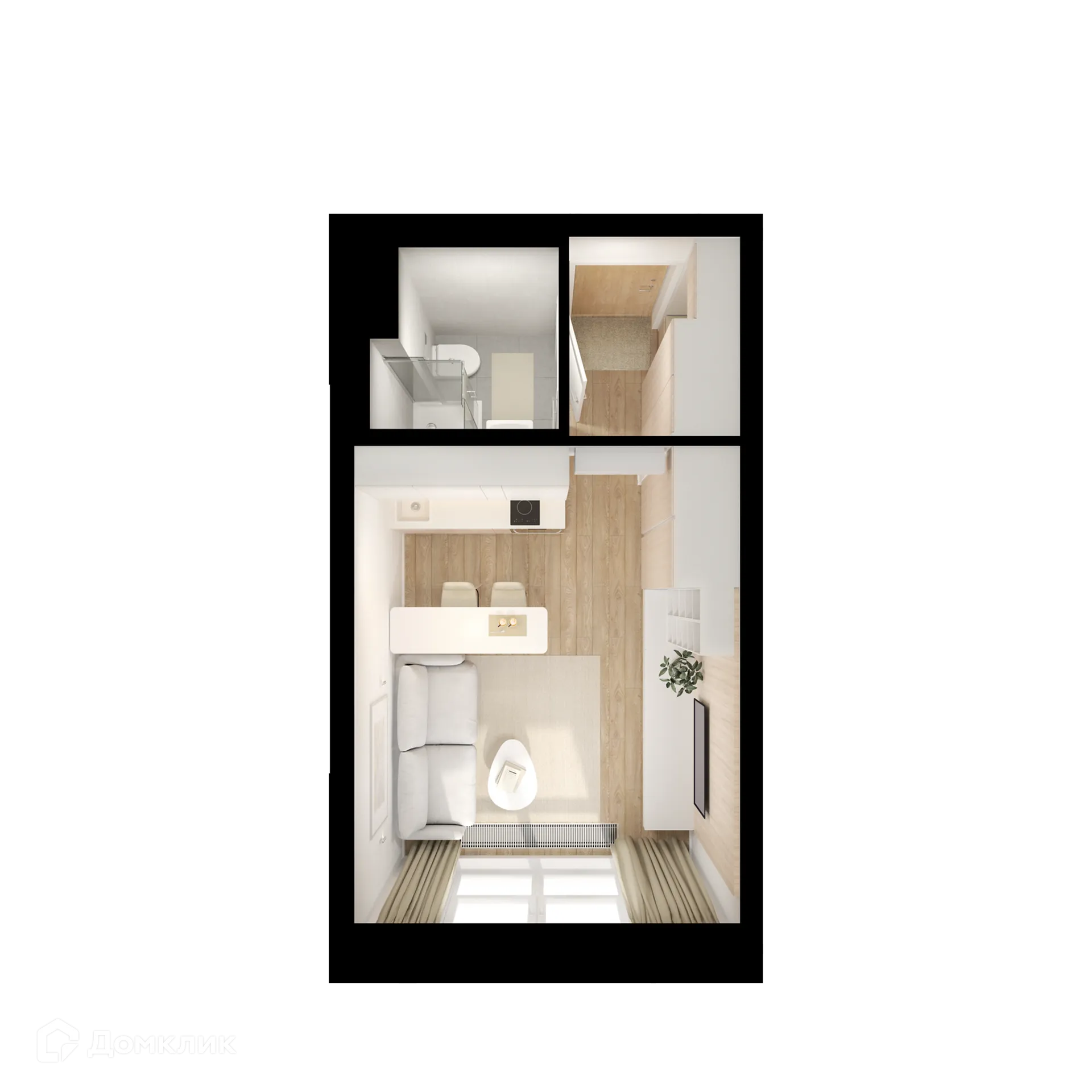 Планировка студии квартиры 20 м² в ЖК Бусиновский парк, г. Москва — фото 2