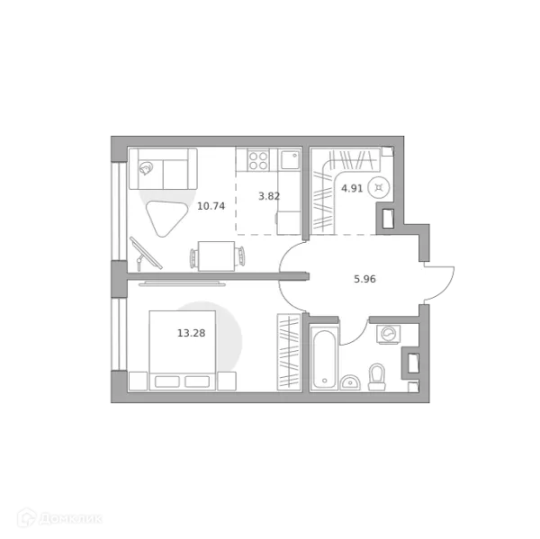 Планировка 2 комн. в ЖК Тринити