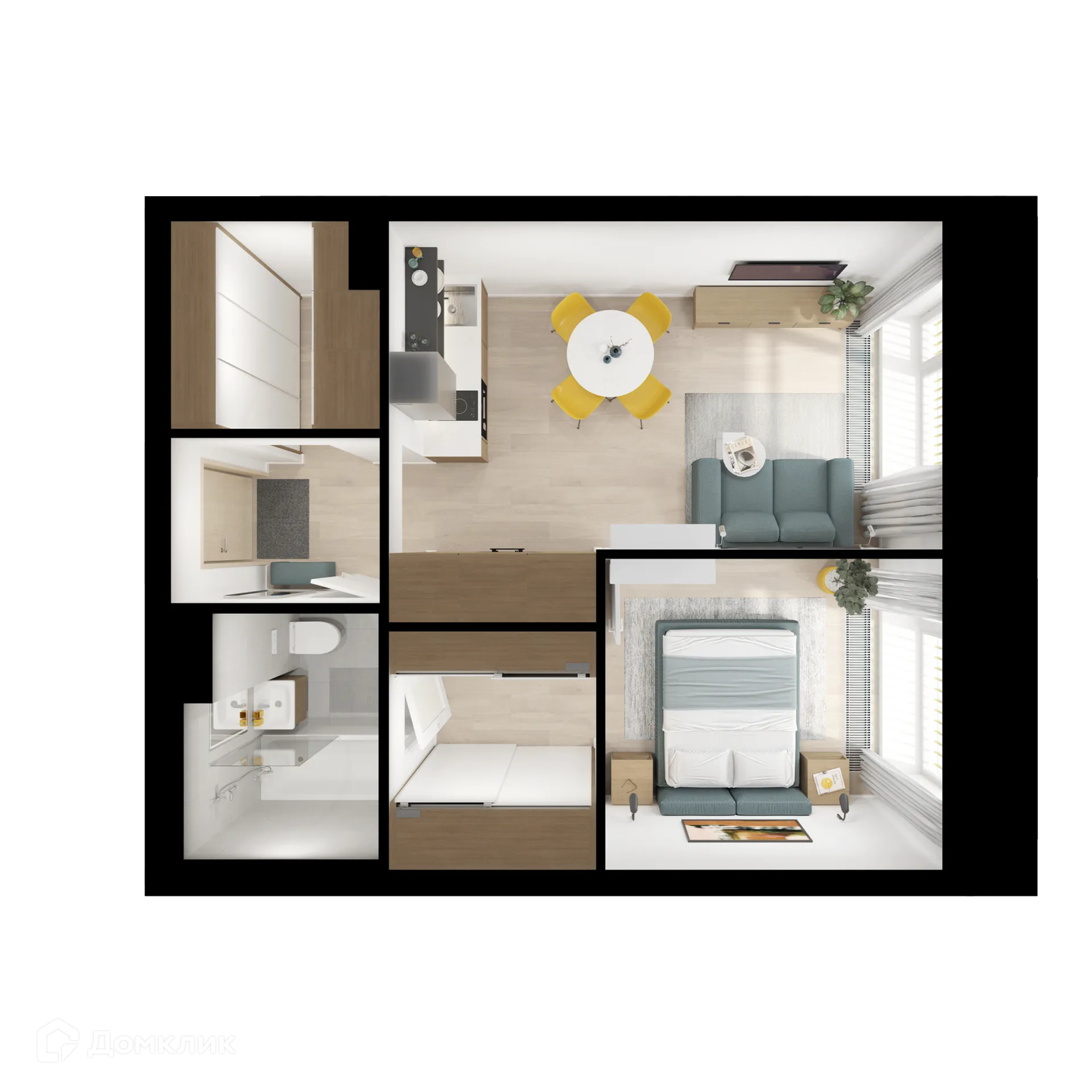 Планировка 1-комнатной квартиры 36.7 м² в «Нарвин», г. Москва — фото 2