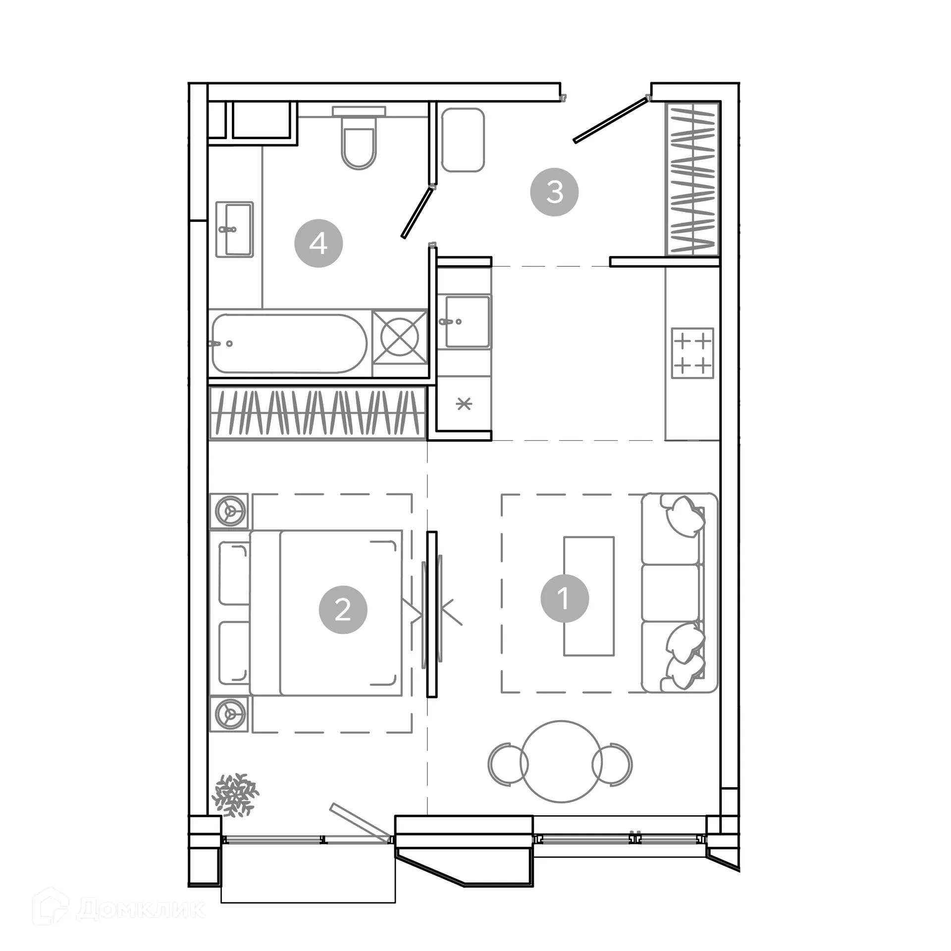 Планировка 2-комнатной квартиры 41 м² в ЖК UNO Соколиная гора, г. Москва — фото 2