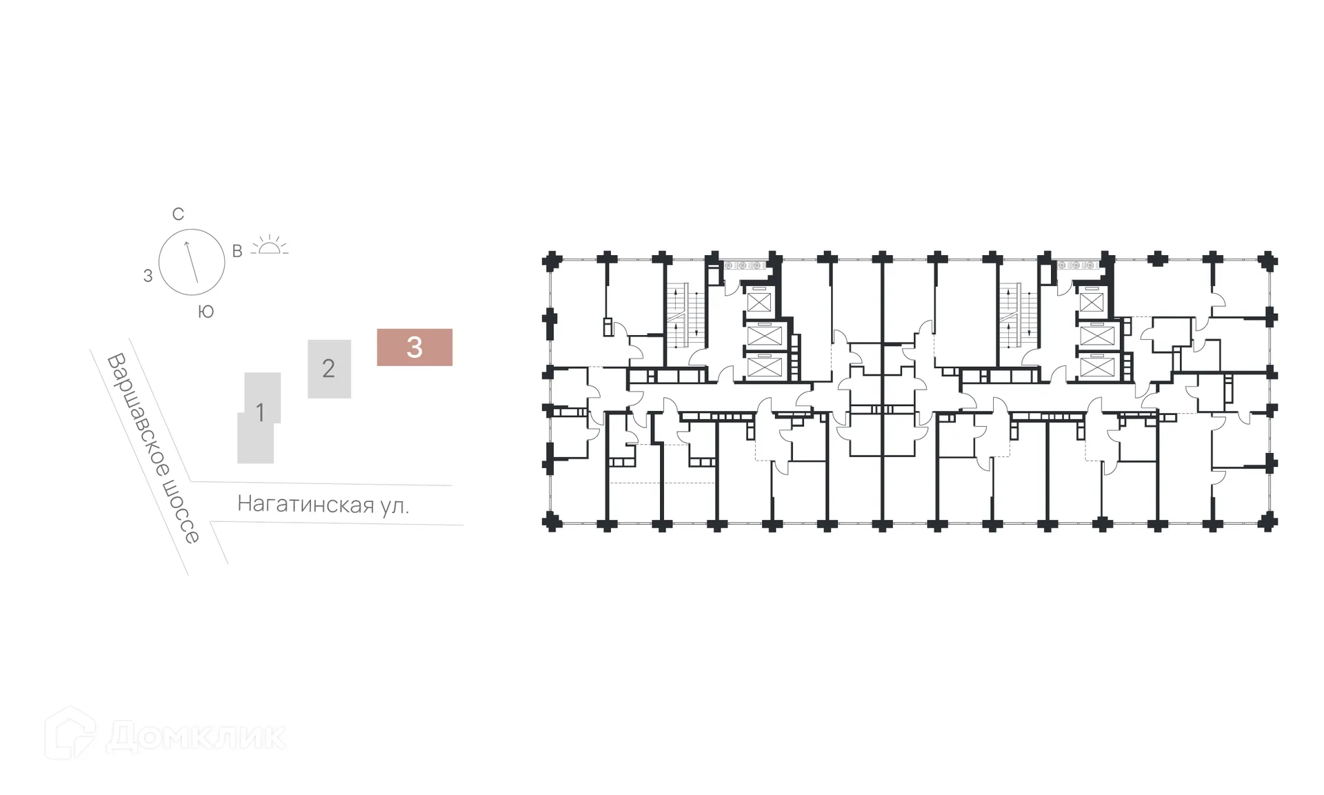 Планировка 2-комнатной квартиры 56.62 м² в ЖК «1-й Нагатинский», г. Москва — фото 3