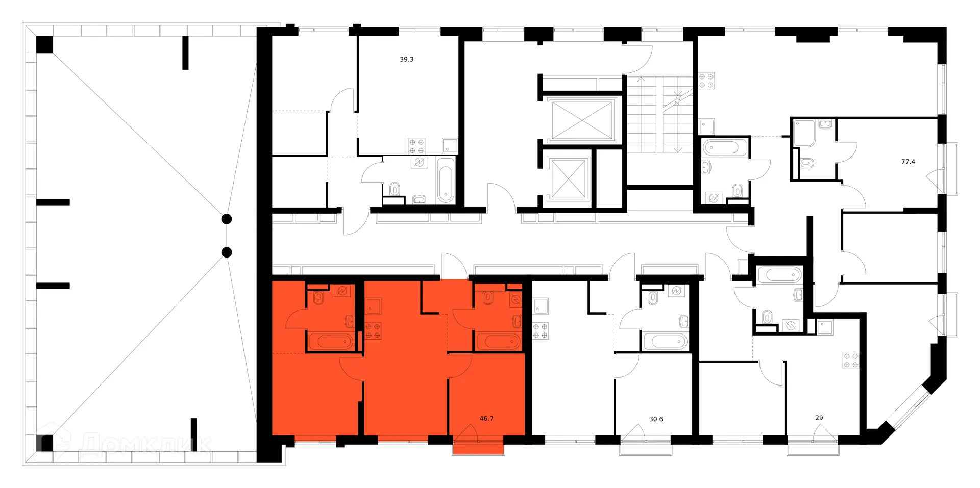 Планировка 2-комнатной квартиры 46.7 м² в ЖК Лосиноостровский парк, г. Москва — фото 2