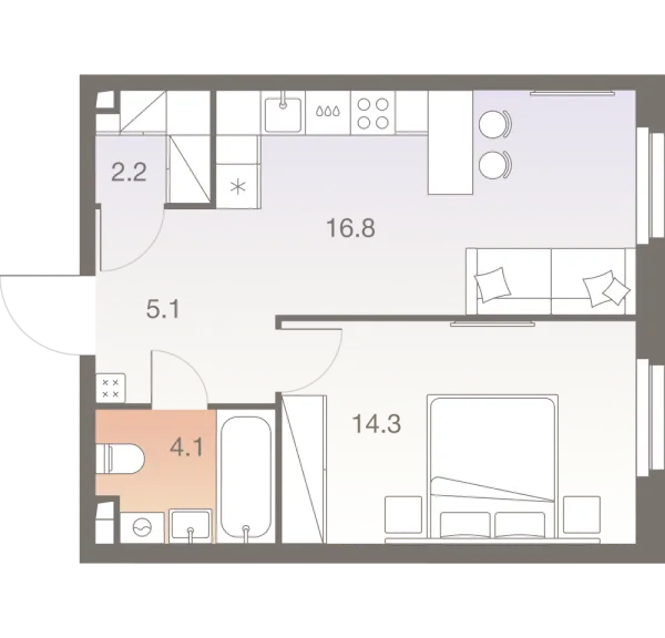 Планировка 2 комн. в ЖК Twelve  (Твелв )