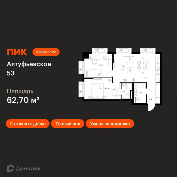 Планировка 2 комн. в «Алтуфьевское 53»