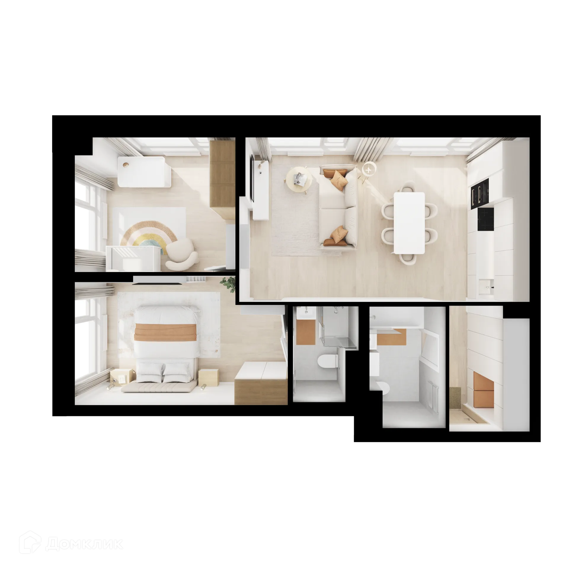 Планировка 2-комнатной квартиры 62.7 м² в «Алтуфьевское 53», г. Москва — фото 2