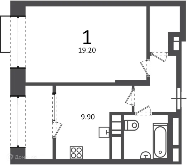 Планировка 1 комн. в Клинская ул., д. 2А (Московские кварталы)