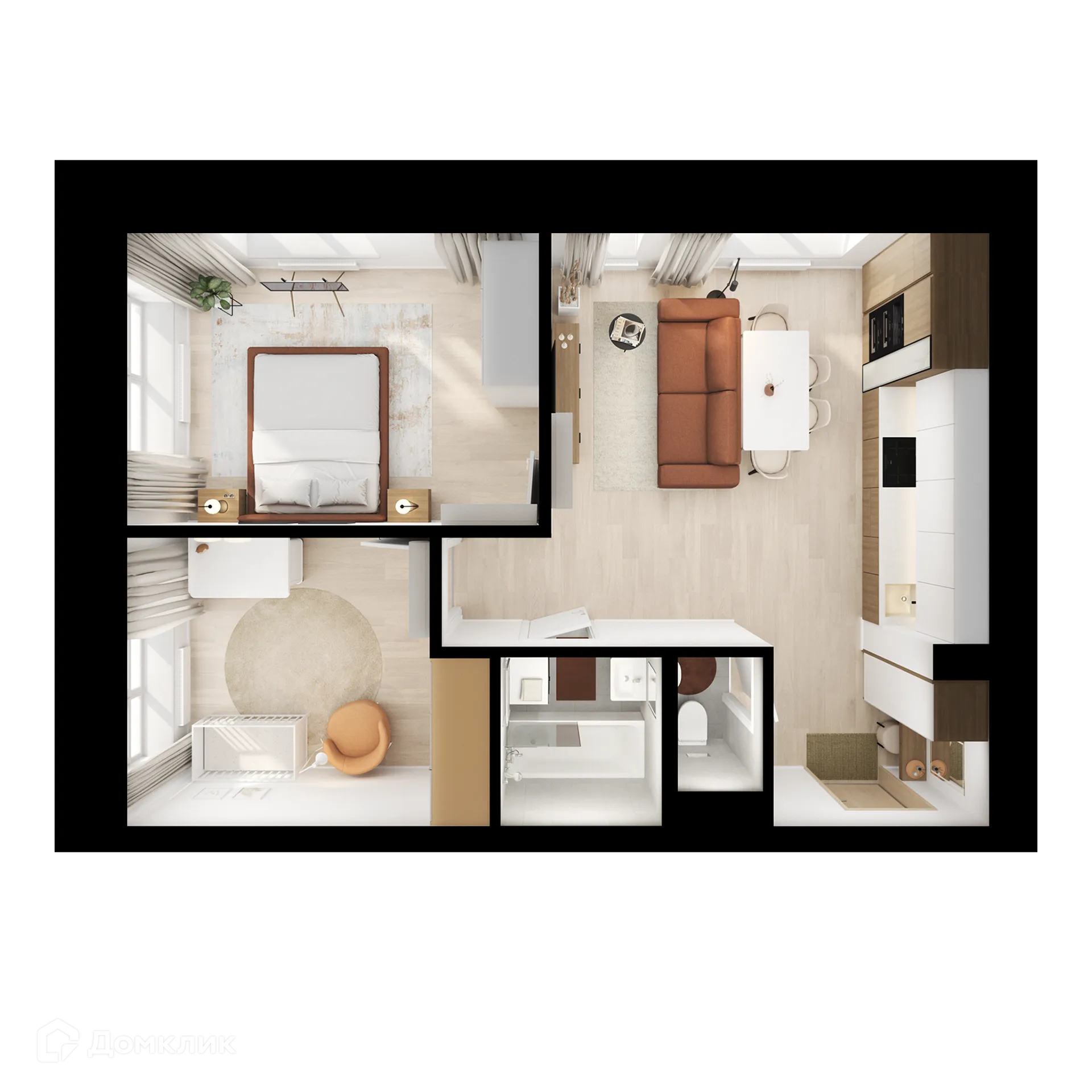 Планировка 2-комнатной квартиры 54.8 м² в ЖК Полар, г. Москва — фото 2