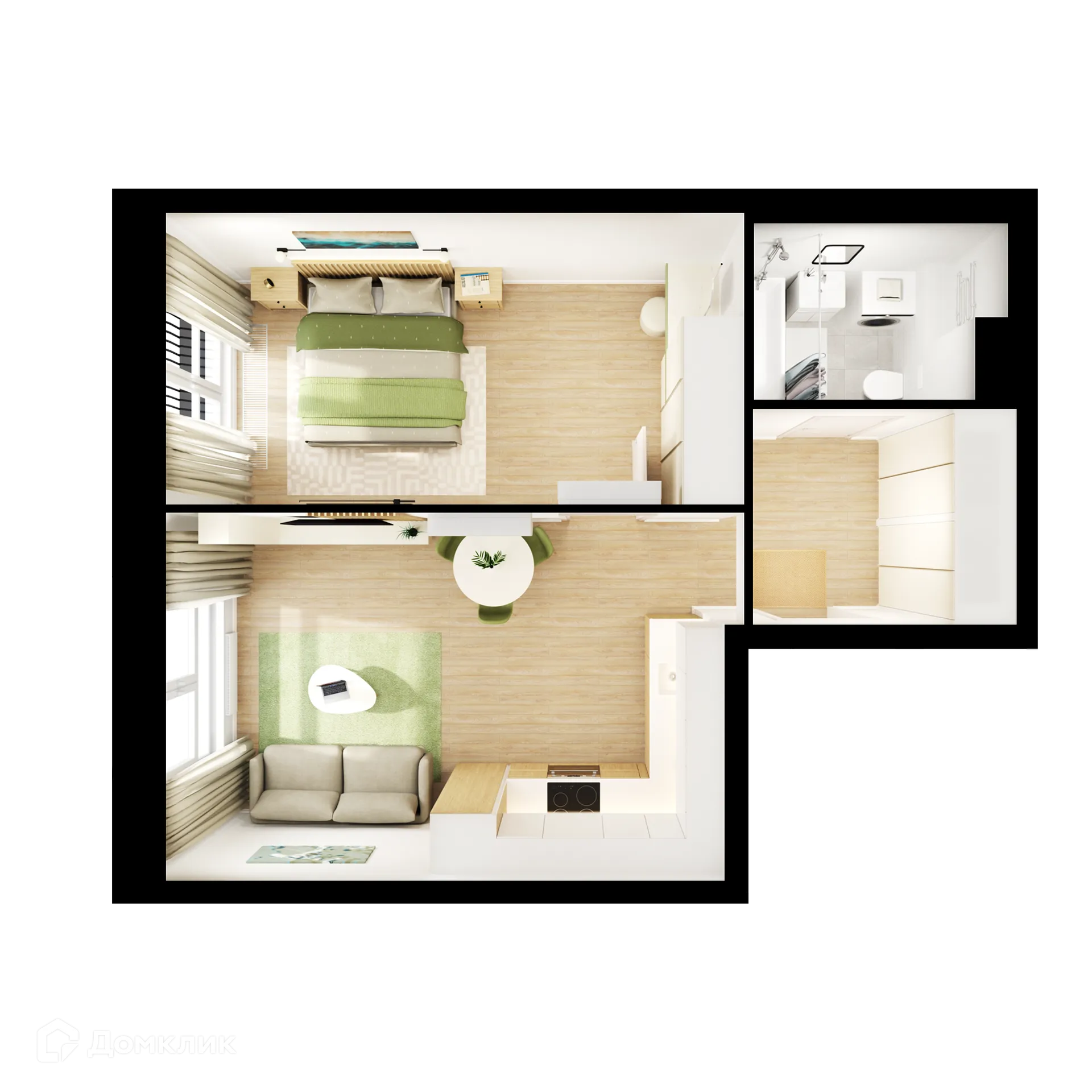 Планировка 1-комнатной квартиры 44.5 м² в ЖК Руставели 14, г. Москва — фото 2