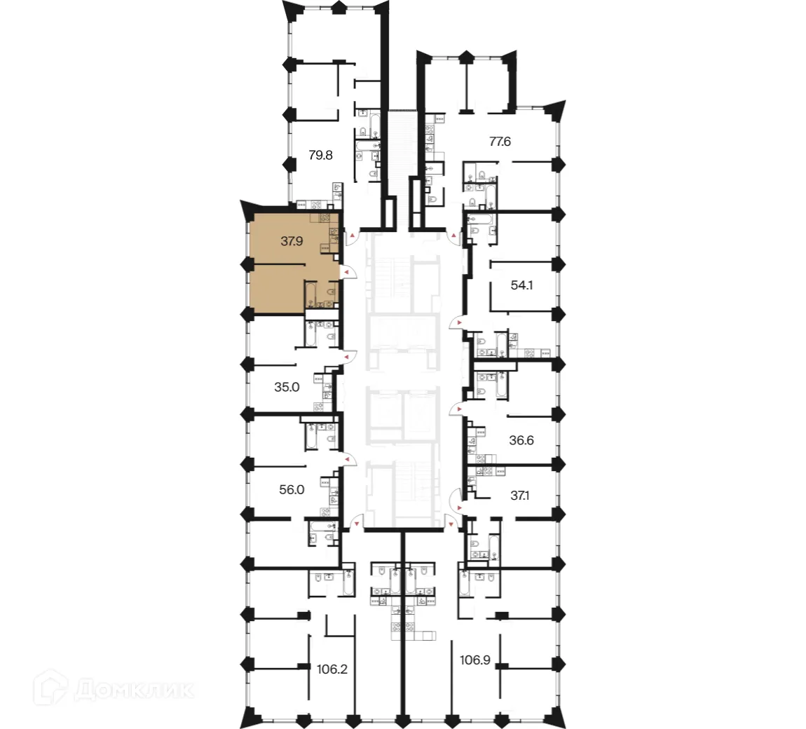 Планировка 1-комнатной квартиры 37.9 м² в ЖК РАКУРС, г. Москва — фото 2