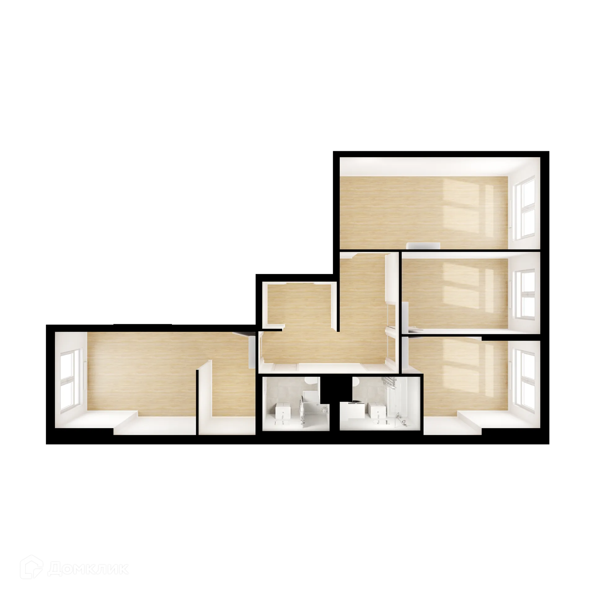 Планировка 3-комнатной квартиры 79.1 м² в ЖК Кольская 8, г. Москва — фото 2