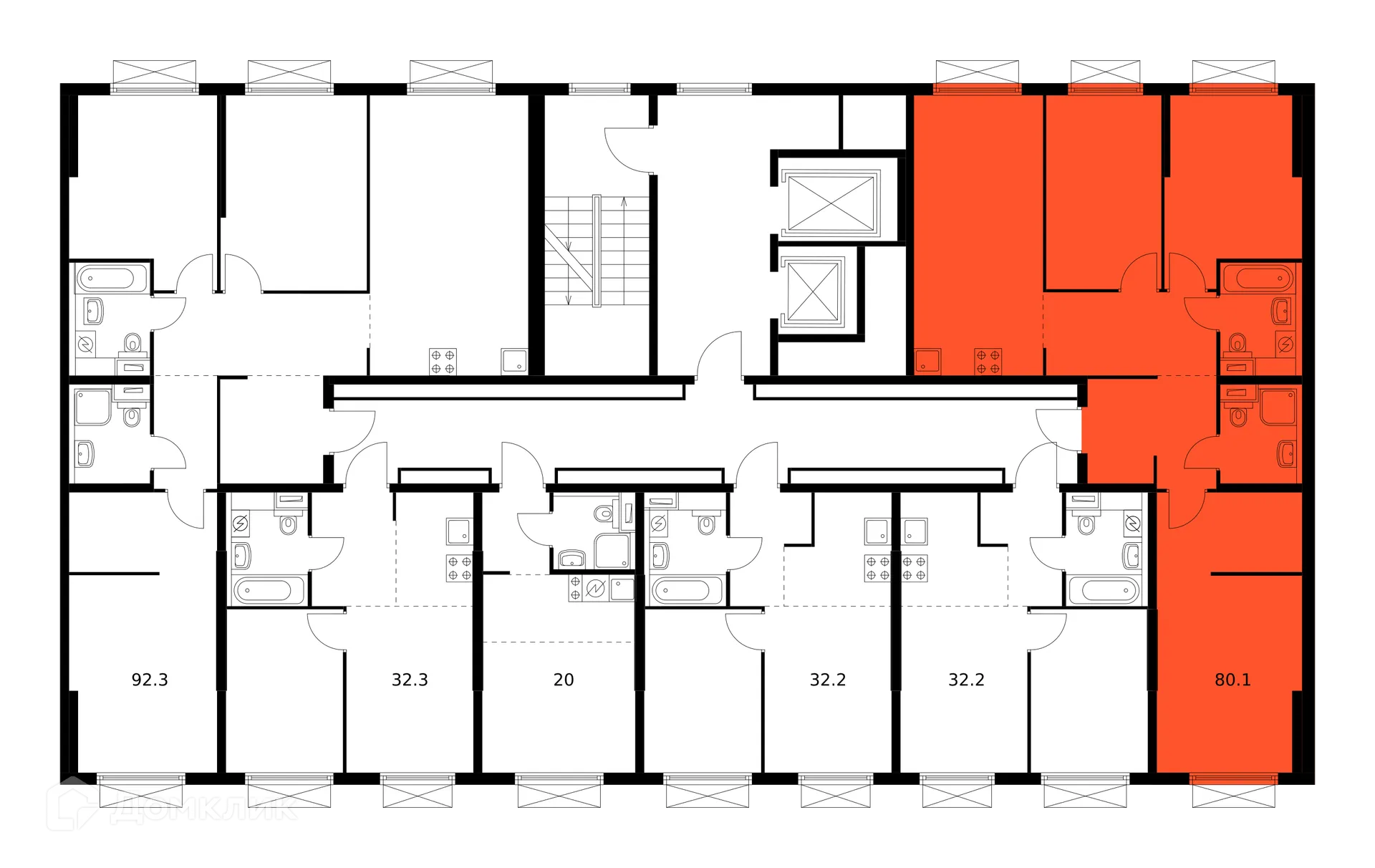 Планировка 3-комнатной квартиры 79.1 м² в ЖК Кольская 8, г. Москва — фото 3