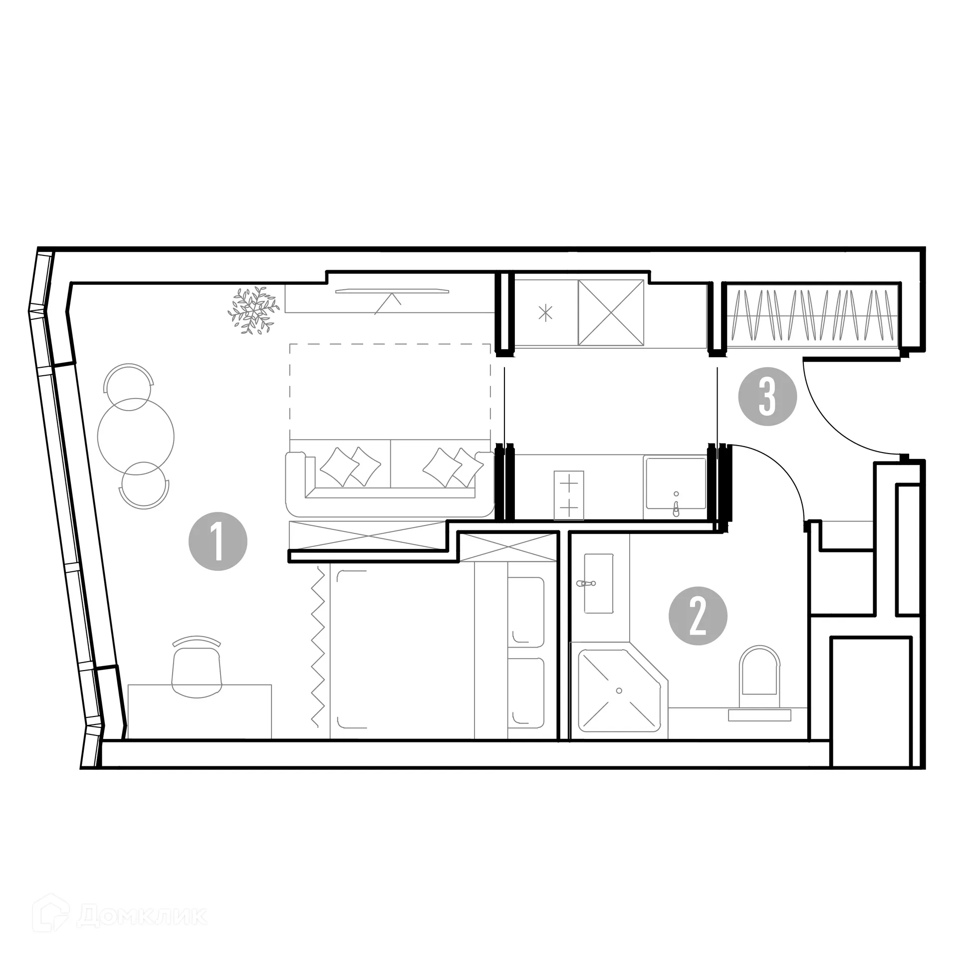 Планировка 1-комнатной квартиры 28.57 м² в УНО.Горбунова, г. Москва — фото 2