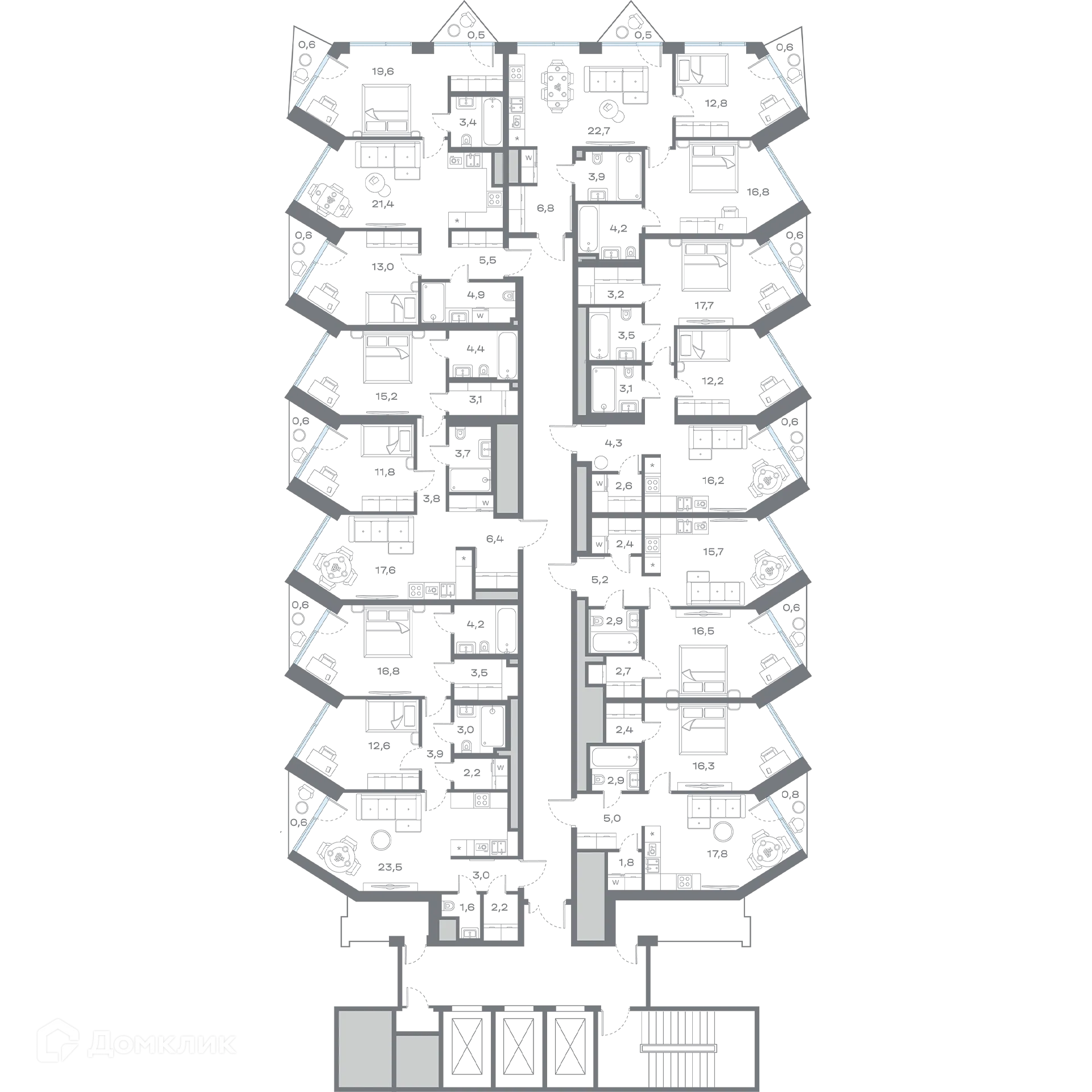 Планировка 1-комнатной квартиры 46.88 м² в ЖК Дом Горизонтов, г. Москва — фото 2