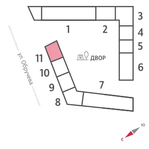 Планировка 2-комнатной квартиры 65.2 м² в ЖК Обручева 30, г. Москва — фото 3