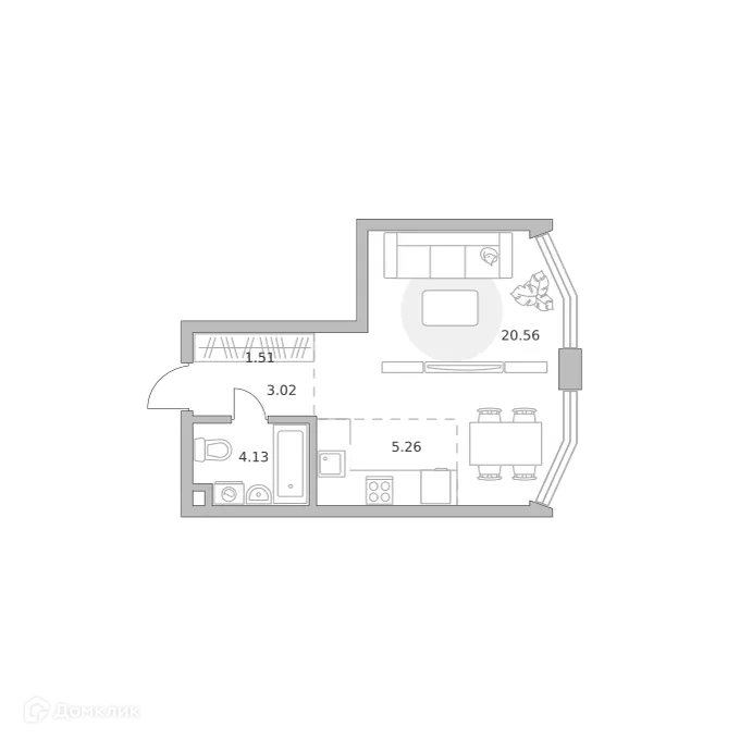 Планировка 1-комнатной квартиры 34.48 м² в ЖК MYPRIORITY (Майприорити) Мневники, г. Москва — фото 1