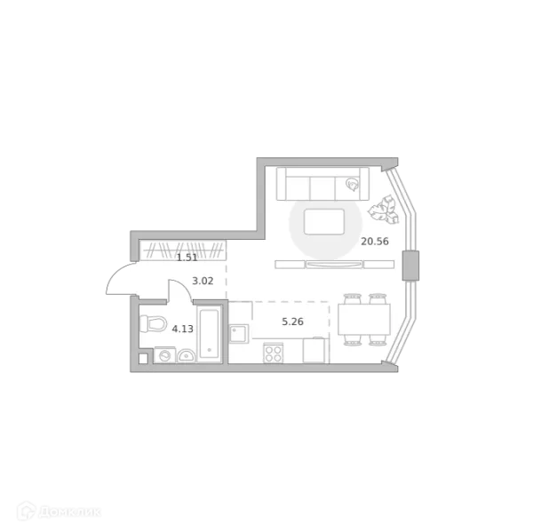 Планировка 1 комн. в ЖК MYPRIORITY (Майприорити) Мневники