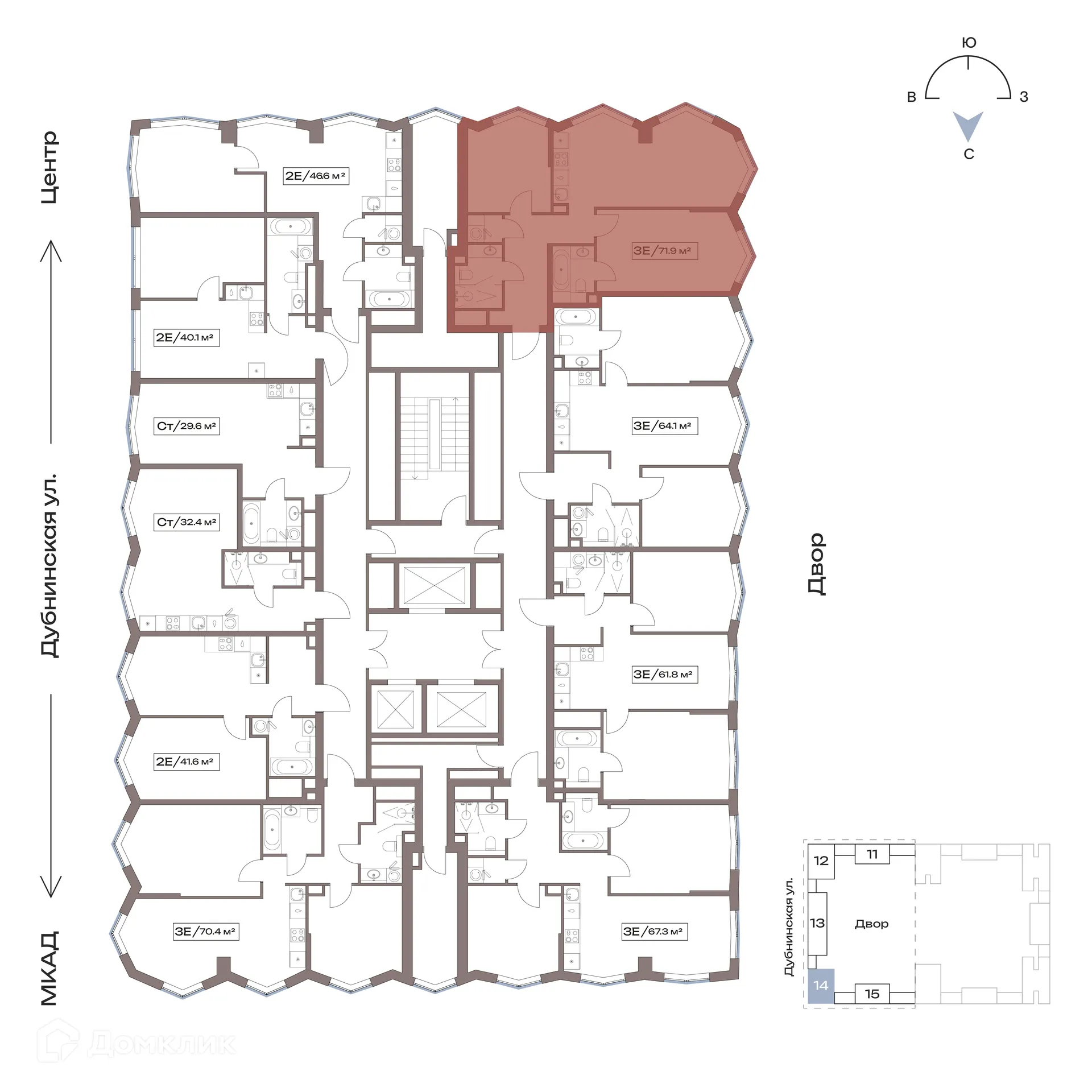 Планировка 2-комнатной квартиры 71.9 м² в Акценты, г. Москва — фото 2