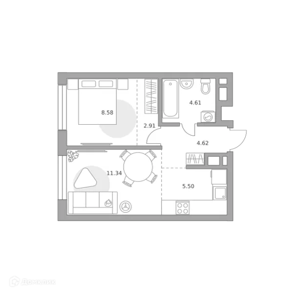 Планировка 2 комн. в ЖК BeLuck Коломенское (БеЛук Коломенское)