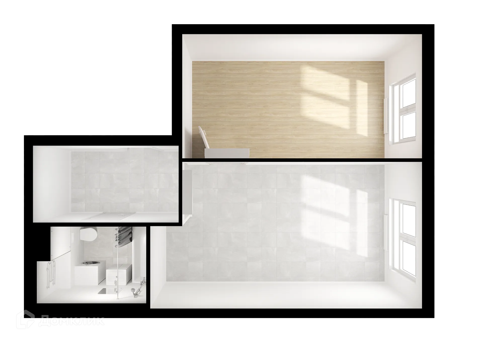 Планировка 1-комнатной квартиры 41.8 м² в ЖК Второй Нагатинский, г. Москва — фото 2