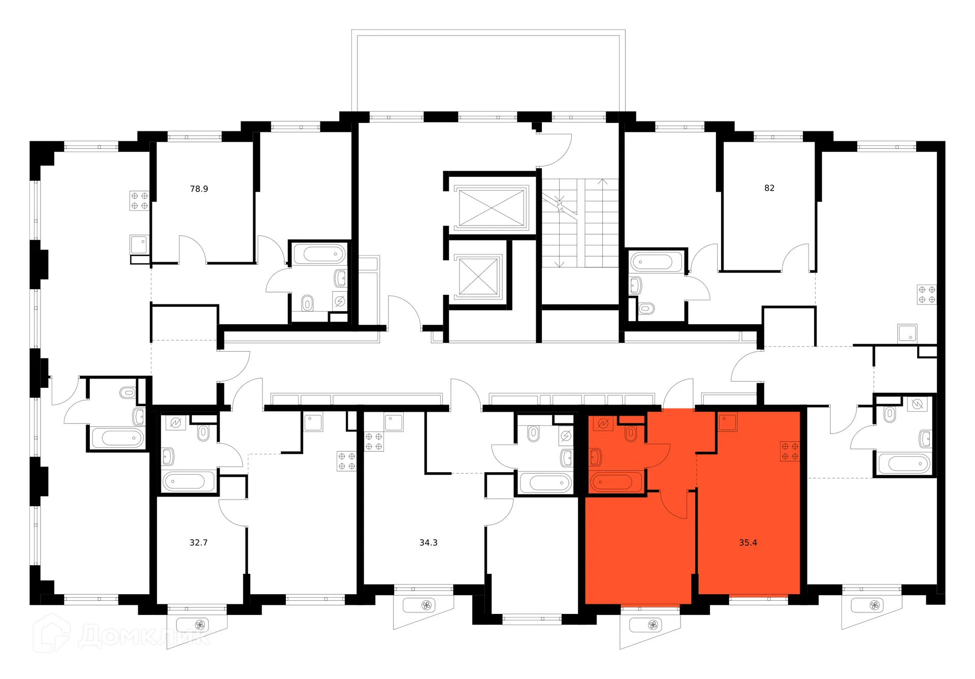 Планировка 1-комнатной квартиры 35.4 м² в «Онежский вал», г. Москва — фото 2