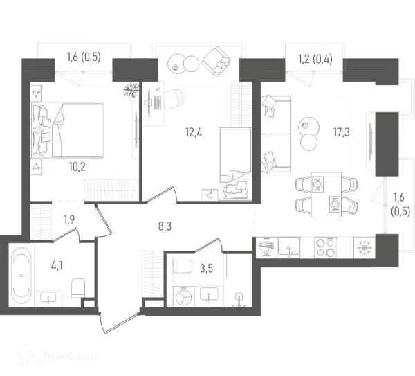 Планировка 2 комн. в ТАТУМ