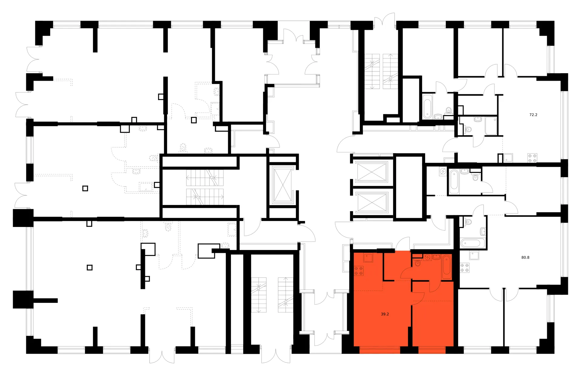 Планировка 1-комнатной квартиры 39.2 м² в «Кутузовский квартал», г. Москва — фото 3