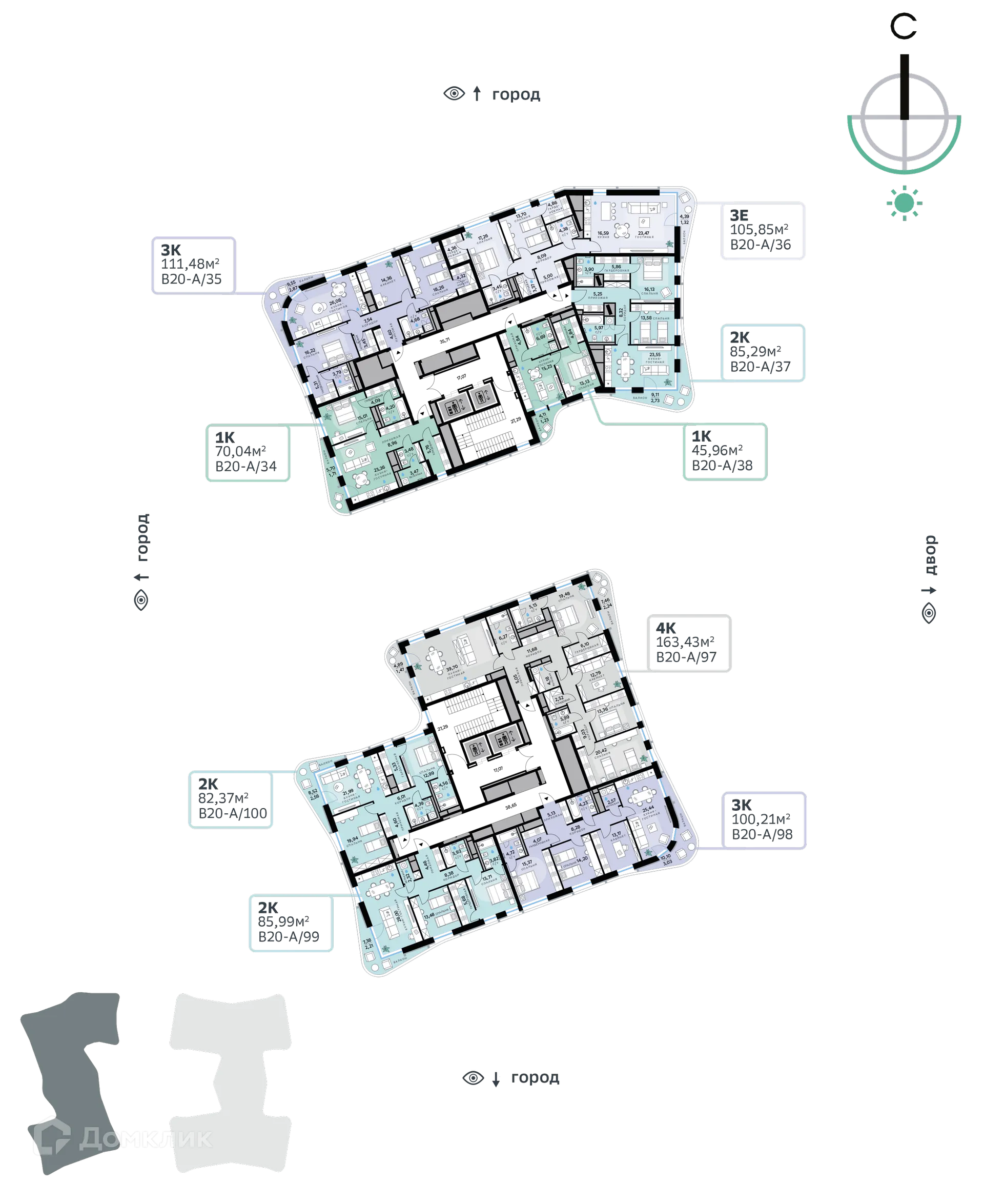 Планировка 3-комнатной квартиры 111.48 м² в СберСити - квартал В20, г. Москва — фото 2