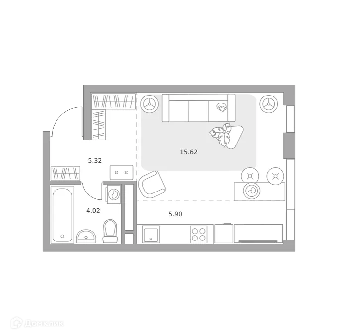 Планировка студии квартиры 30.86 м² в «Нижегородская от Гранель», г. Москва — фото 1