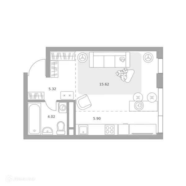 Планировка Студия в «Нижегородская от Гранель»