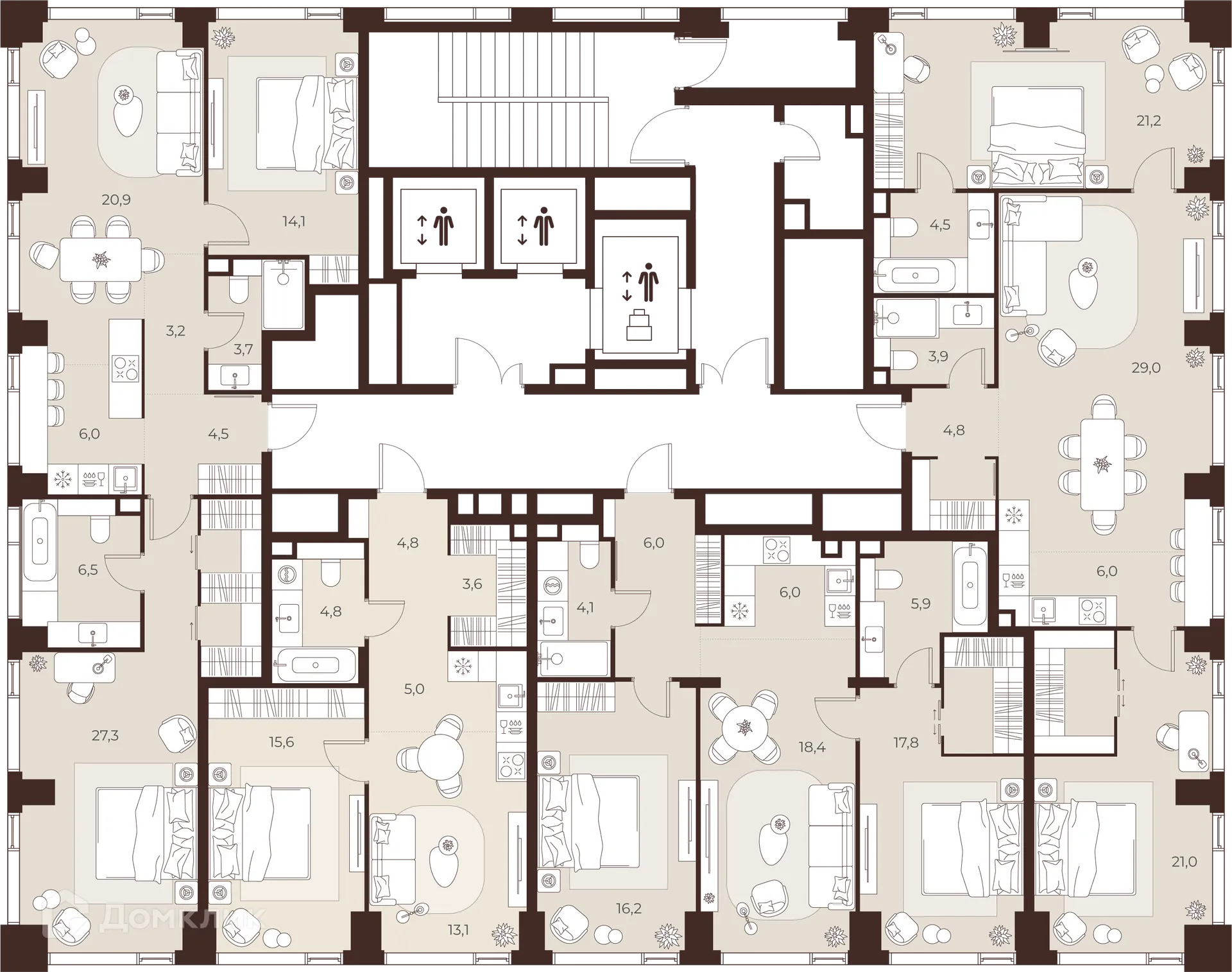Планировка 1-комнатной квартиры 46.9 м² в Премиальный дом МАСТЕРС, г. Москва — фото 2