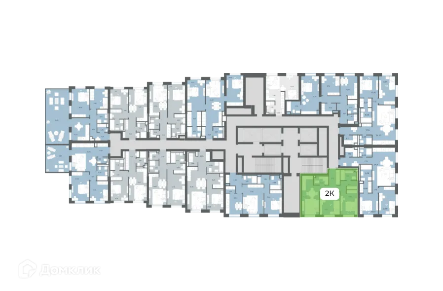 Планировка 2-комнатной квартиры 59.29 м² в УЛЬТИМА Сити, г. Москва — фото 2