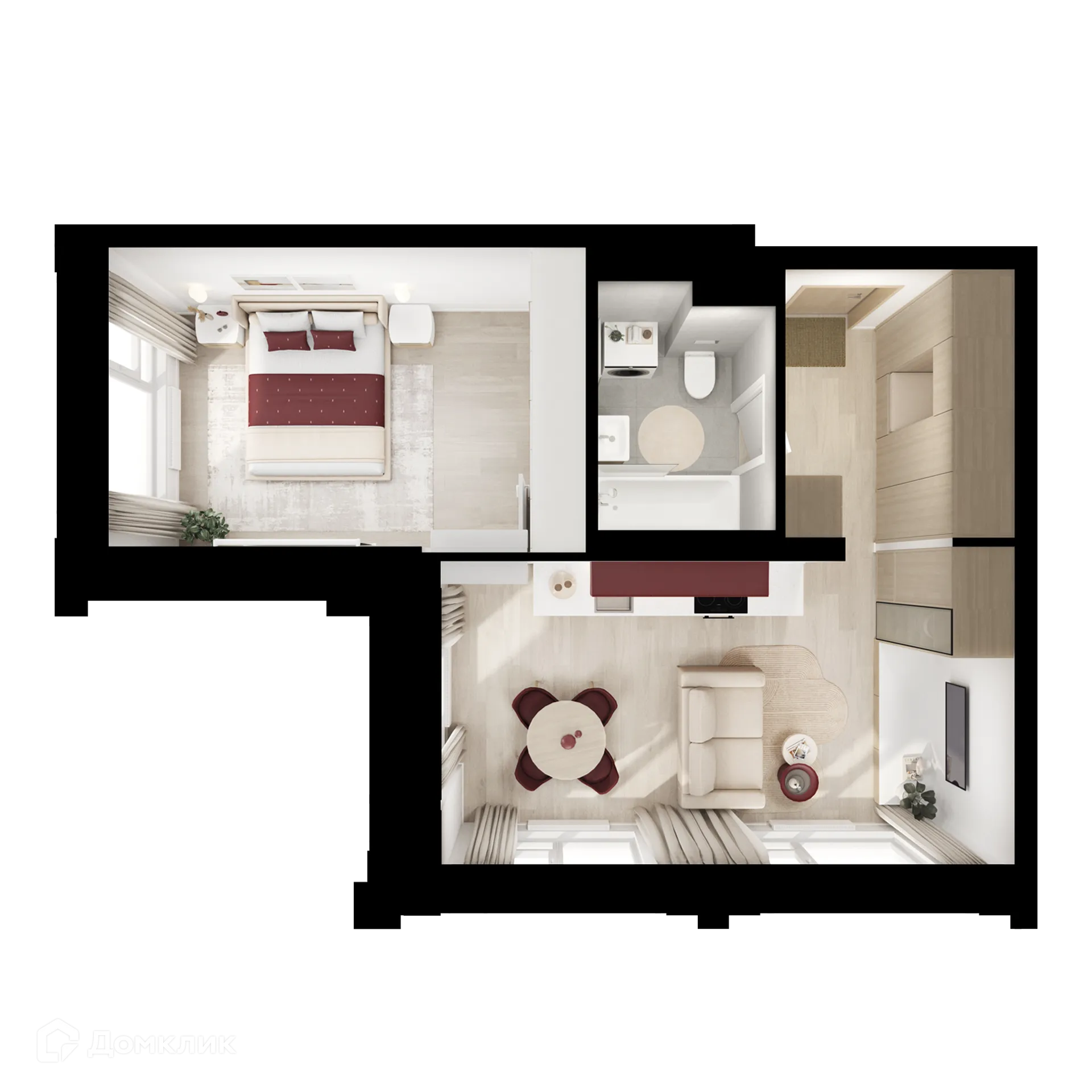 Планировка 1-комнатной квартиры 41.4 м² в «Алтуфьевское 53», г. Москва — фото 2