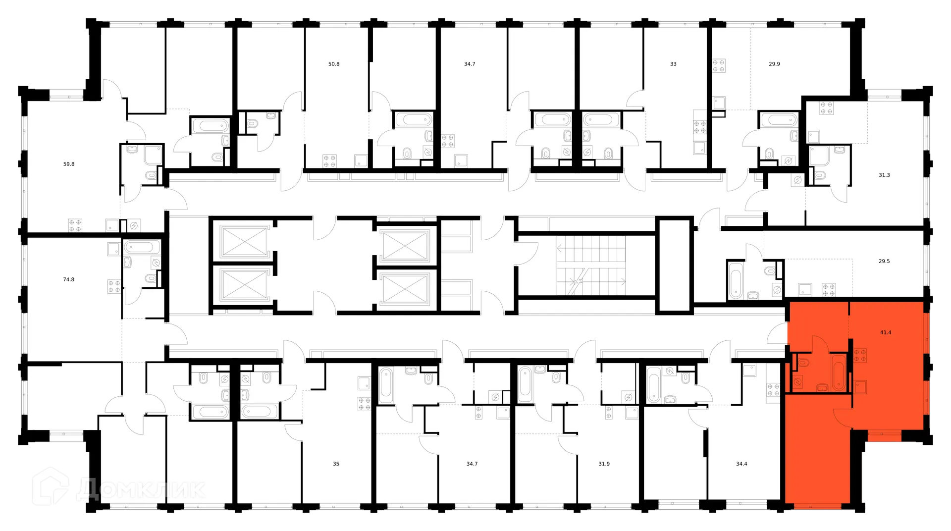 Планировка 1-комнатной квартиры 41.4 м² в «Алтуфьевское 53», г. Москва — фото 3