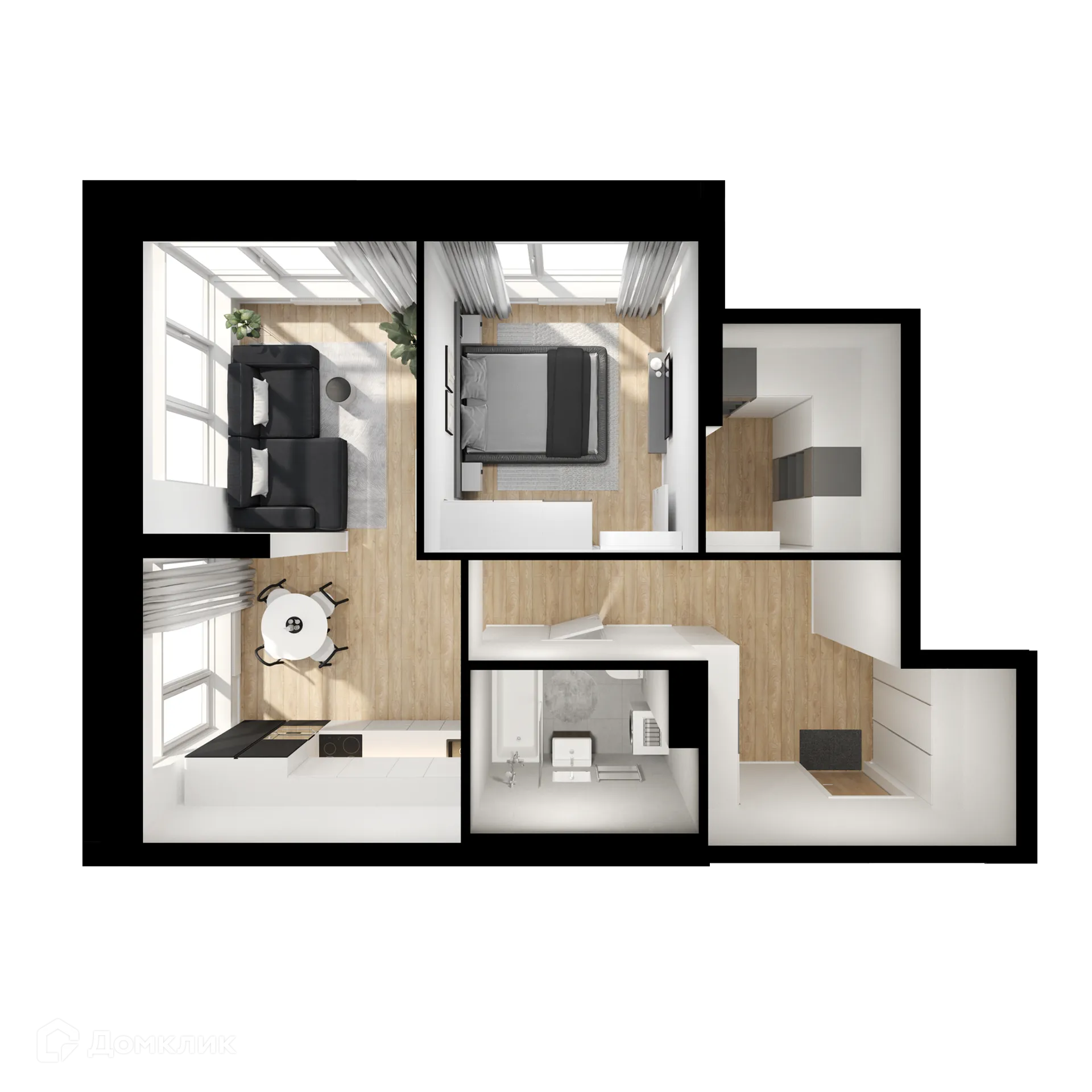 Планировка 2-комнатной квартиры 51.7 м² в ЖК Матвеевский парк, г. Москва — фото 2