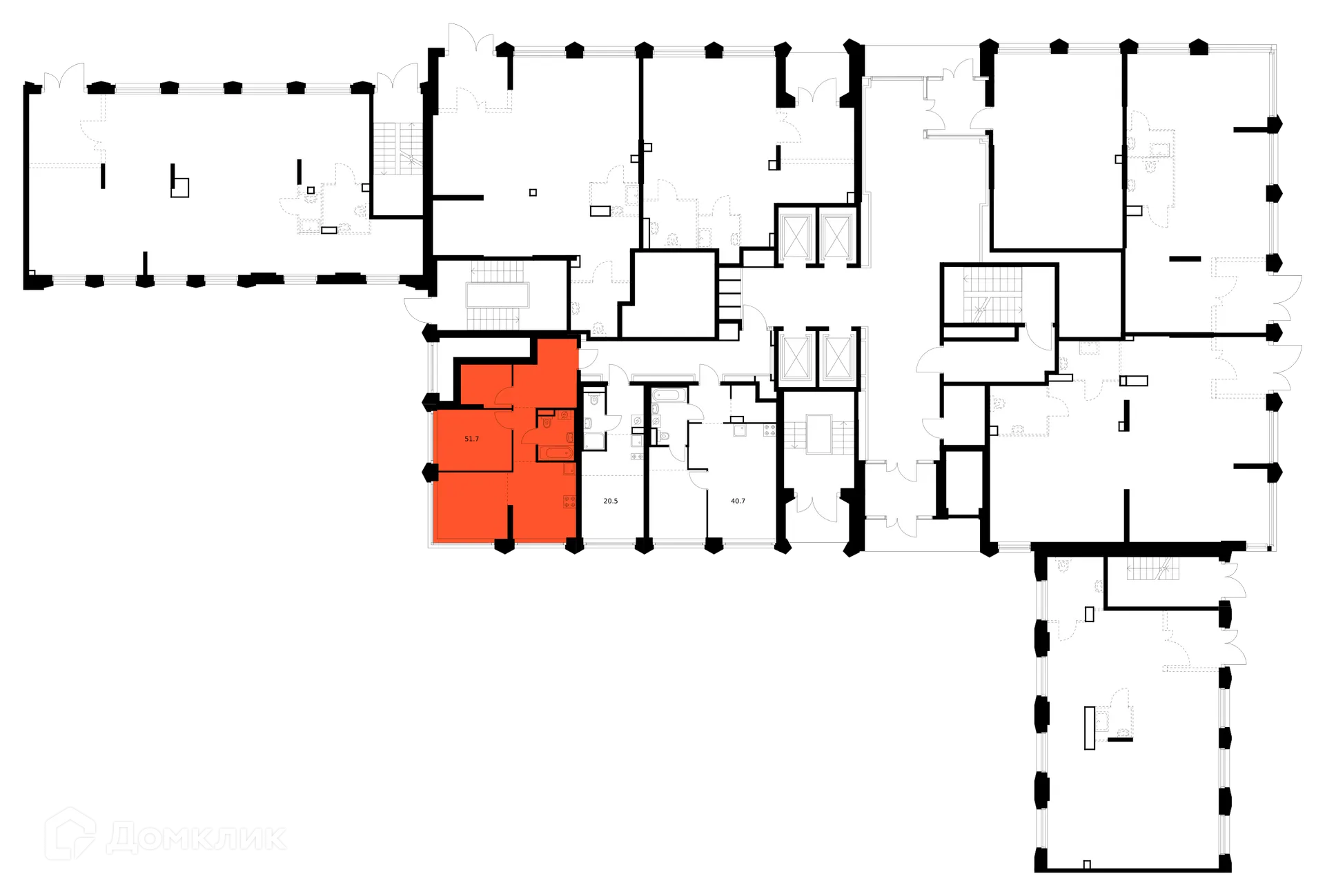 Планировка 2-комнатной квартиры 51.7 м² в ЖК Матвеевский парк, г. Москва — фото 3
