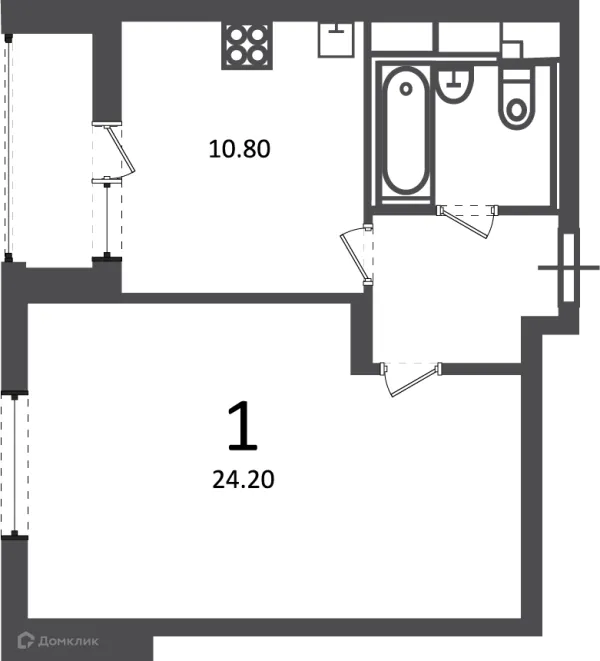 Планировка 1 комн. в Кусковская ул., д. 12/1 (Московские кварталы)