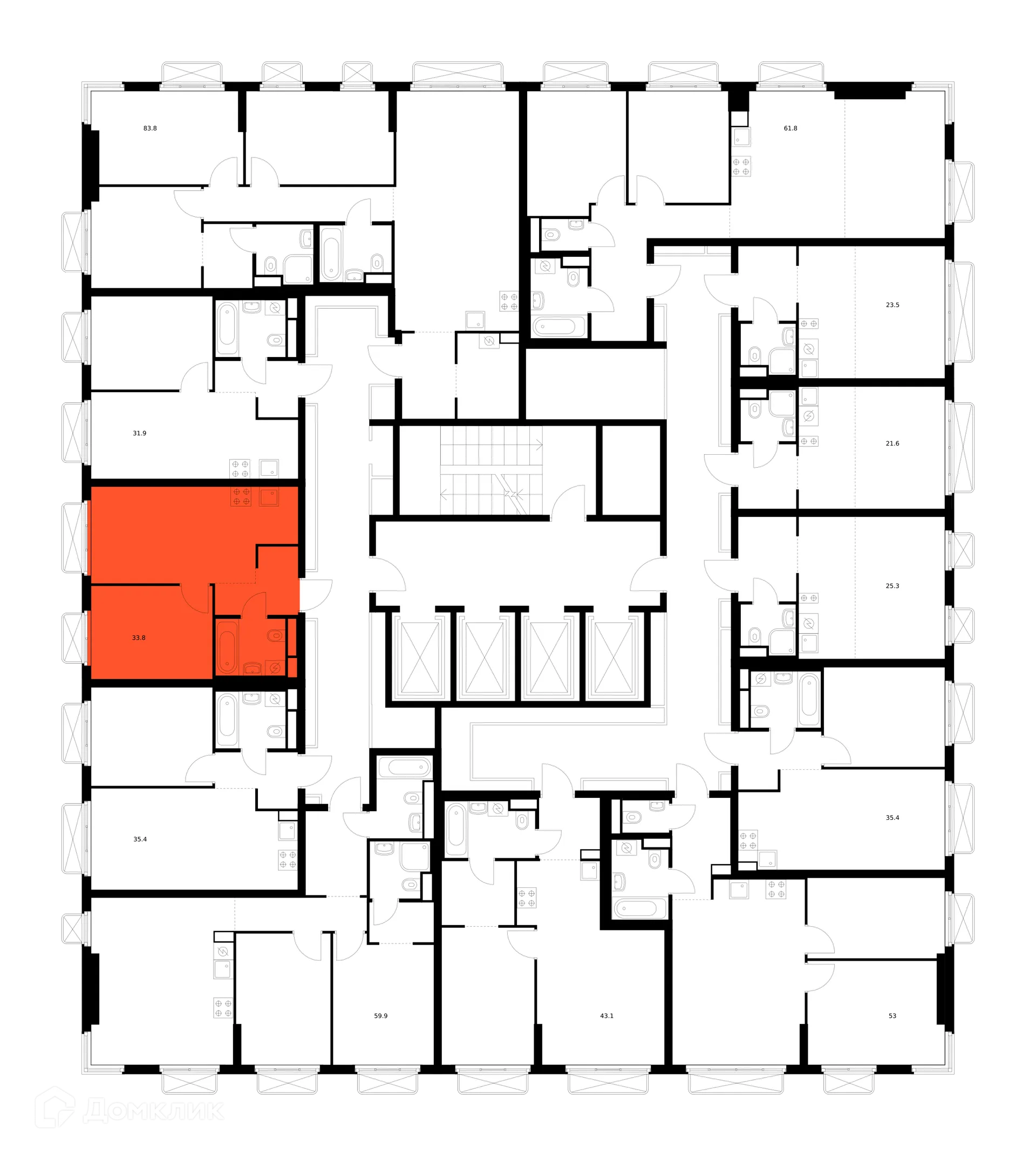 Планировка 1-комнатной квартиры 33.8 м² в ЖК 2-й Иртышский, г. Москва — фото 3