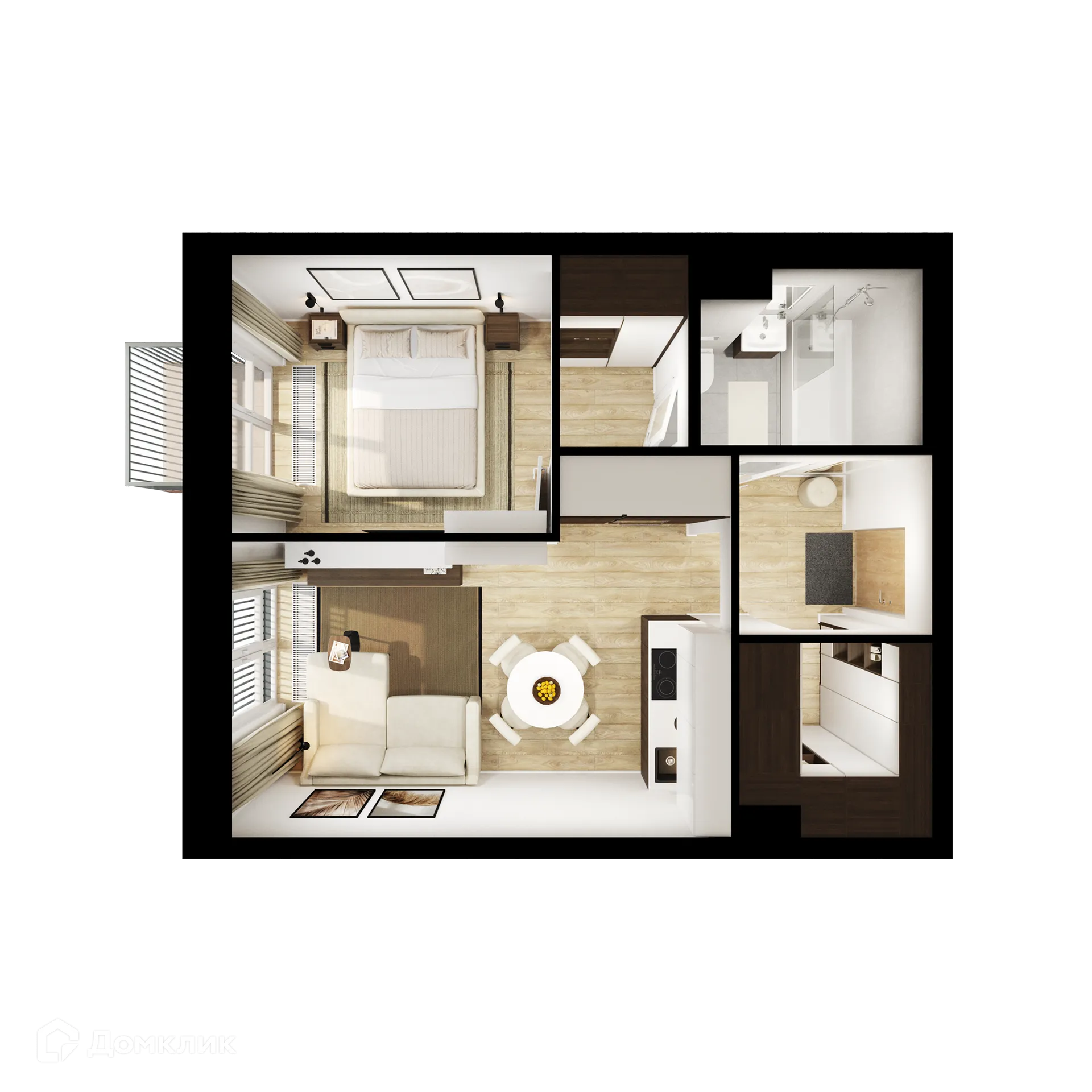 Планировка 1-комнатной квартиры 37.6 м² в ЖК Москворечье, г. Москва — фото 2