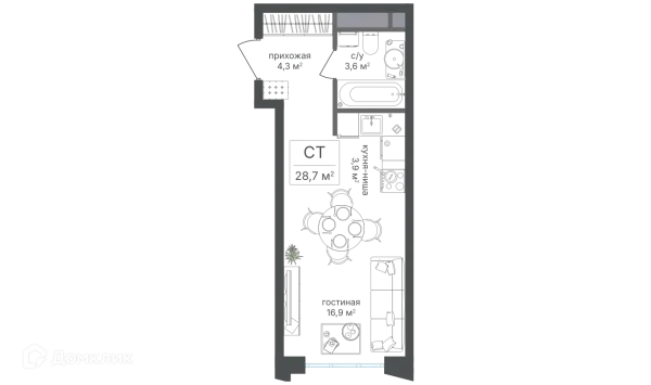 Планировка Студия в ЖК Михалковский
