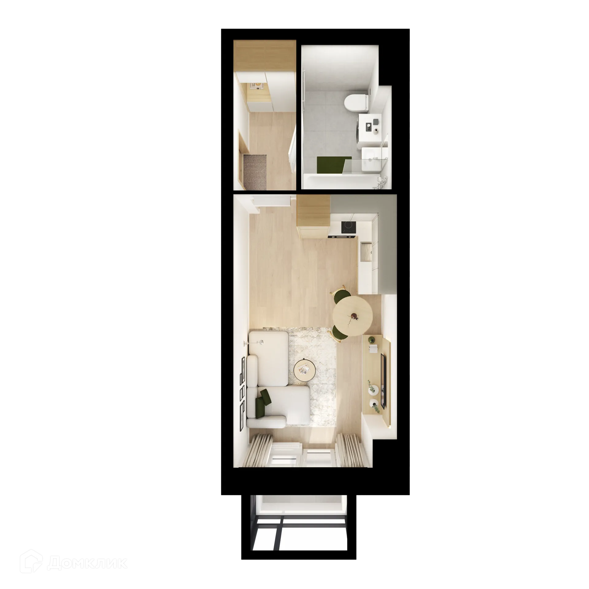 Планировка студии квартиры 24.4 м² в «Нарвин», г. Москва — фото 2