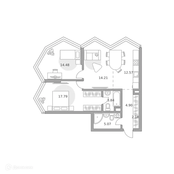 Планировка 3 комн. в ЖК MYPRIORITY (Майприорити) Мневники