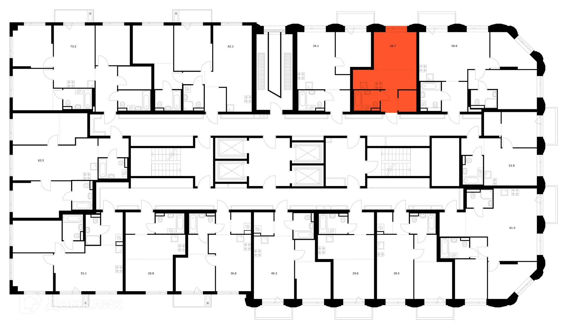 Планировка студии квартиры 28.7 м² в ЖК Саларьево парк, г. Москва — фото 2