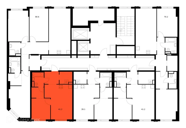 Планировка 1 комн. в ЖК Саларьево парк