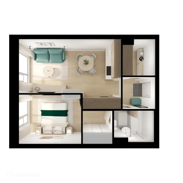 Планировка 1 комн. в ЖК Саларьево парк