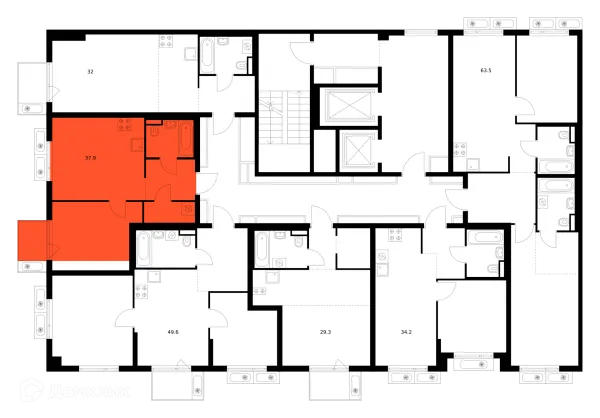 Планировка 1 комн. в ЖК Саларьево парк