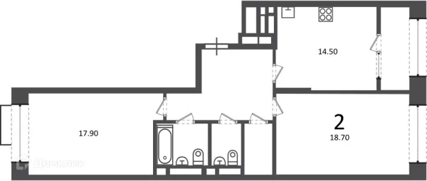 Планировка 2 комн. в Клинская ул., д. 2А (Московские кварталы)