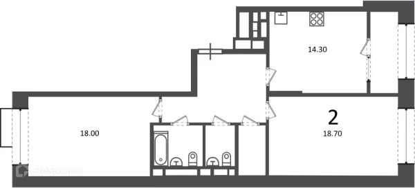 Планировка 2 комн. в Клинская ул., д. 2А (Московские кварталы)
