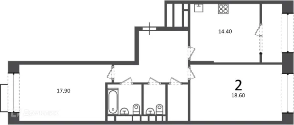 Планировка 2 комн. в Клинская ул., д. 2А (Московские кварталы)